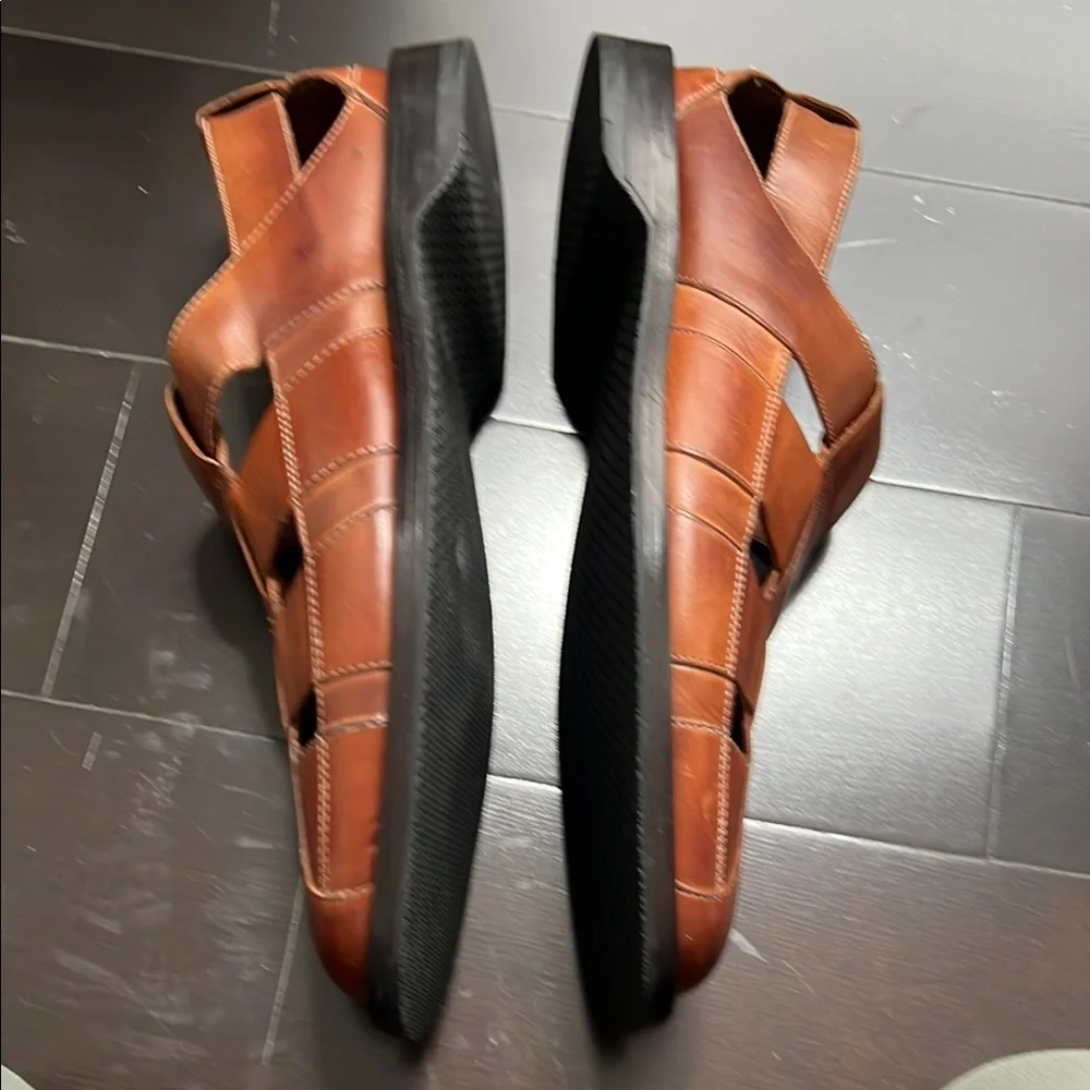 Cole Haan Slip On Sandals Men's Size 10.5 M Brown Leather Fisherman Huarache - Picture 7 of 13